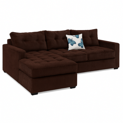 Chocolate brown sectional pillow sofa