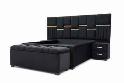 Modern Upholstered Queen Size Bed Frame with Padded Headboard