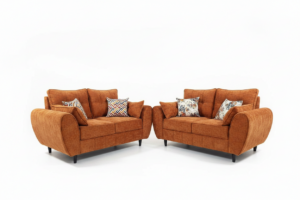 Burnt Orange Fabric Sofa Set