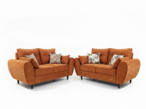 Burnt Orange Fabric Sofa Set