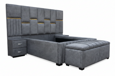 Modern Upholstered Queen Size Bed Frame with Padded Headboard