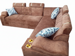 Lshape chrome sofa brown