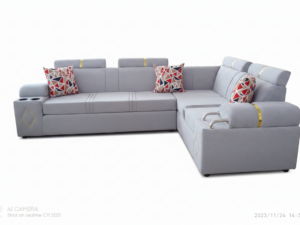 Lshape chrome sofa white