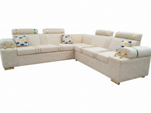 Lshape chrome sofa beige