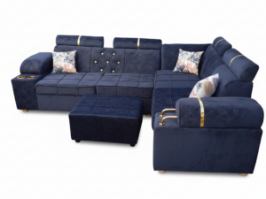 Lshape chrome black sofa