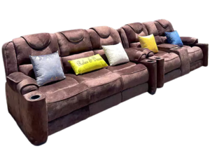Luxury Five Seater Semi Recliner-Style Sectional Sofa with Cup Holders