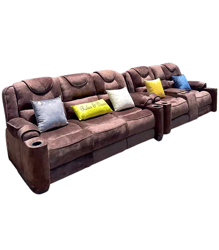 Luxury Five Seater Semi Recliner-Style Sectional Sofa with Cup Holders