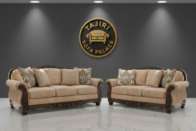 Five Seater Royal Set Brown with mahogany Finishes