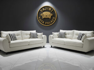 Five seater white butterfly set with spring cushions