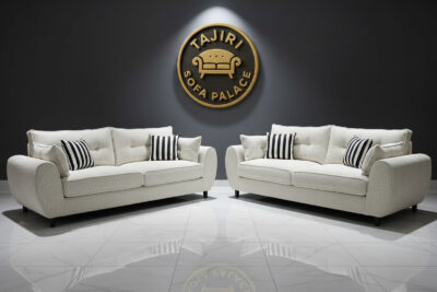 Five seater white butterfly set with spring cushions