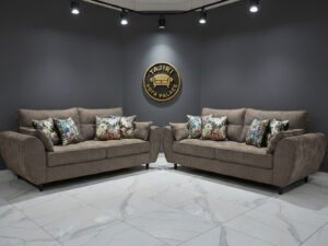 Five seater set butterfly with spring cushions brown
