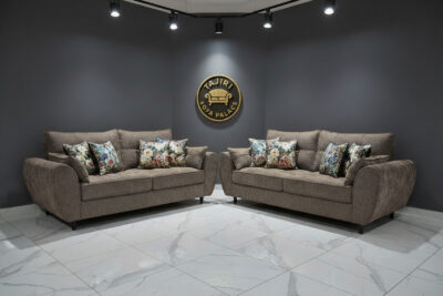 Five seater set butterfly with spring cushions brown