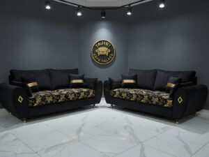 Black five seater butterfly set with gold accents