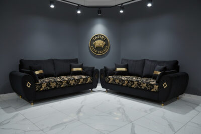 Black five seater butterfly set with gold accents
