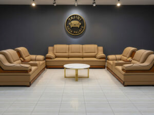 SGR seven seater set brown with spring cushions