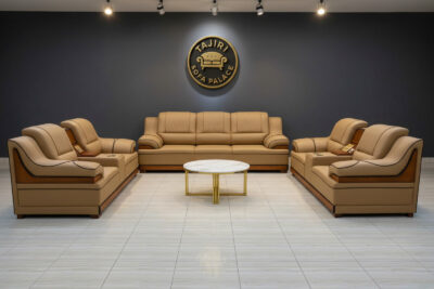 SGR seven seater set brown with spring cushions