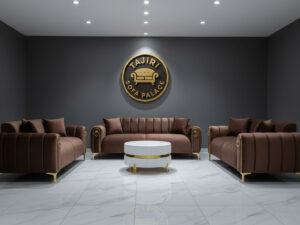 Chocolate brown nine seater set with spring cushions