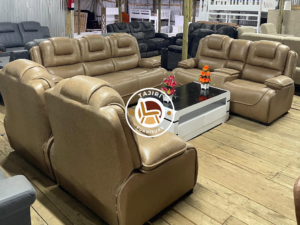 Semi Recliner Seven Seater Sofa Beige