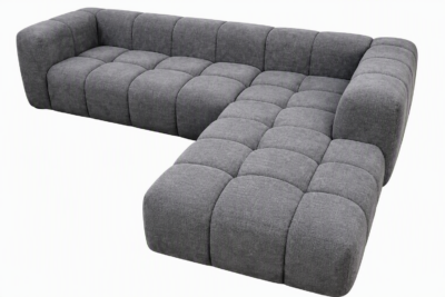 Modern Tufted Bouclé L-Shaped Sectional Sofa - Grey